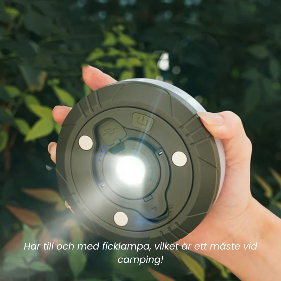 Camp Lamp | Allt-i-ett: Stämningsbelysning, Ficklampa & Powerbank